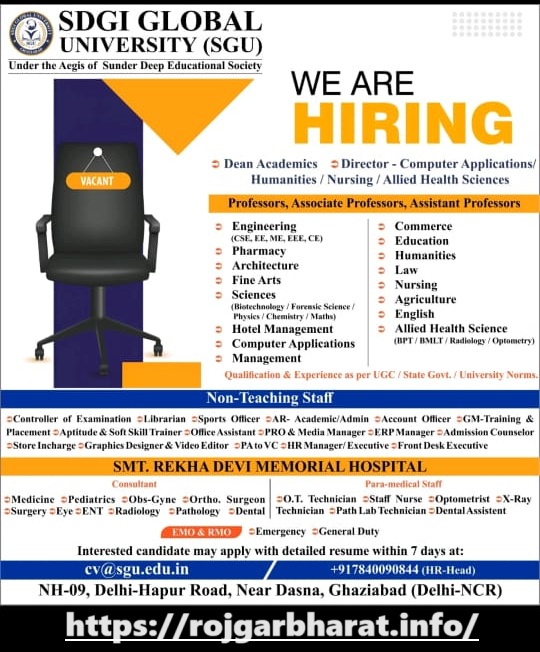 SDGI Global University Teaching Non Teaching Recruitment 2025